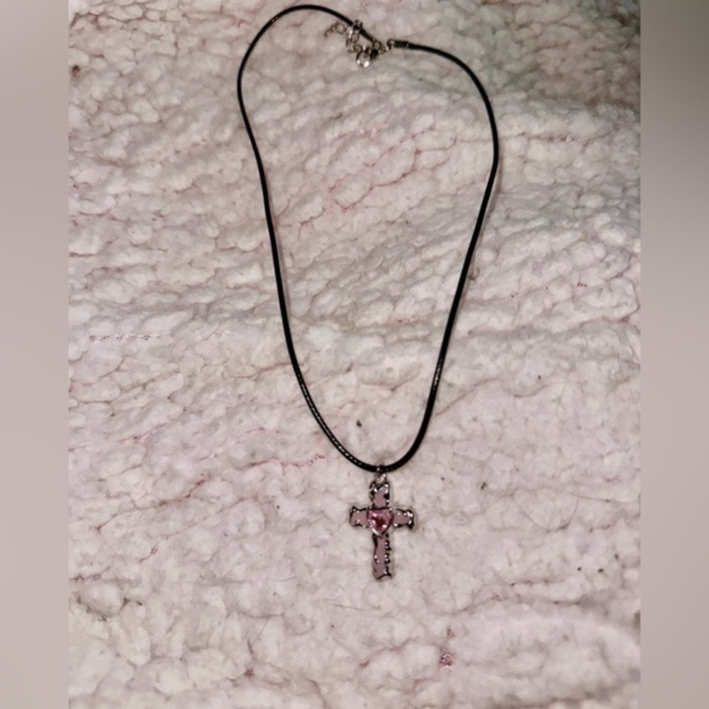 Pink Cross Pendant Necklace